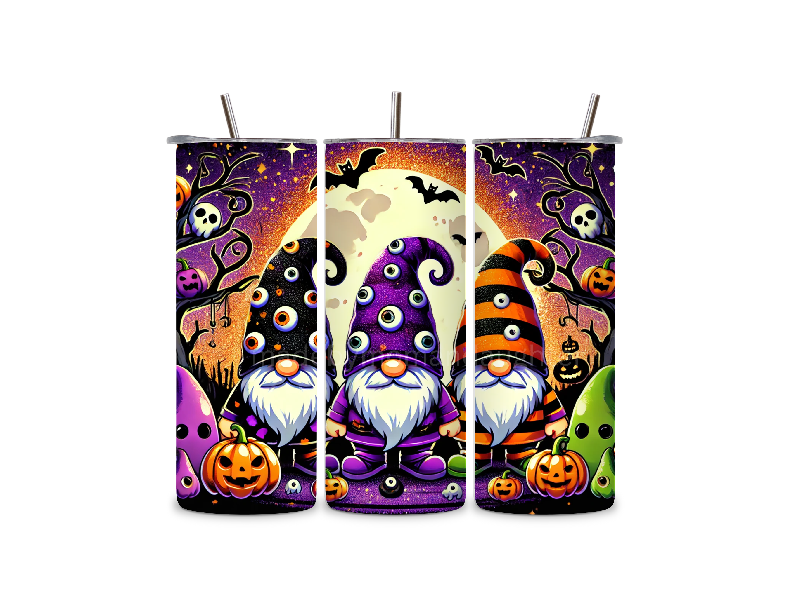 Halloween Gnome Tumbler 20oz Stainless Steel Bottle Drinkware Water Bottles Cup Washable Mug Reusable Portable Bottled Lid Straw Gift Handmade Insulated perfect gift