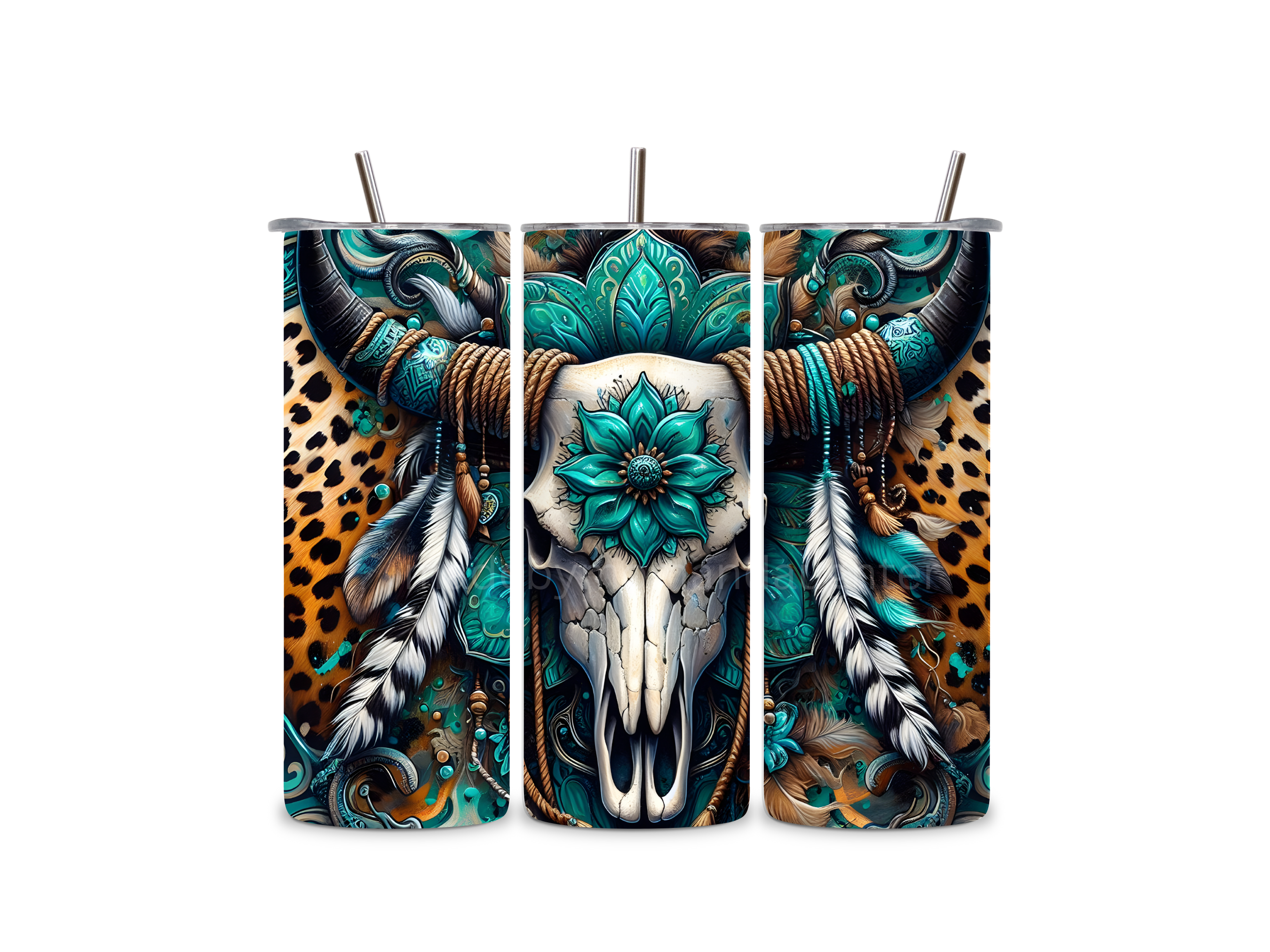 Cow Skull  Tumbler 20oz Stainless Steel Bottle Drinkware Water Bottles Cup Washable Mug Reusable Portable Bottled Lid Straw Gift Handmade Insulated perfect gift