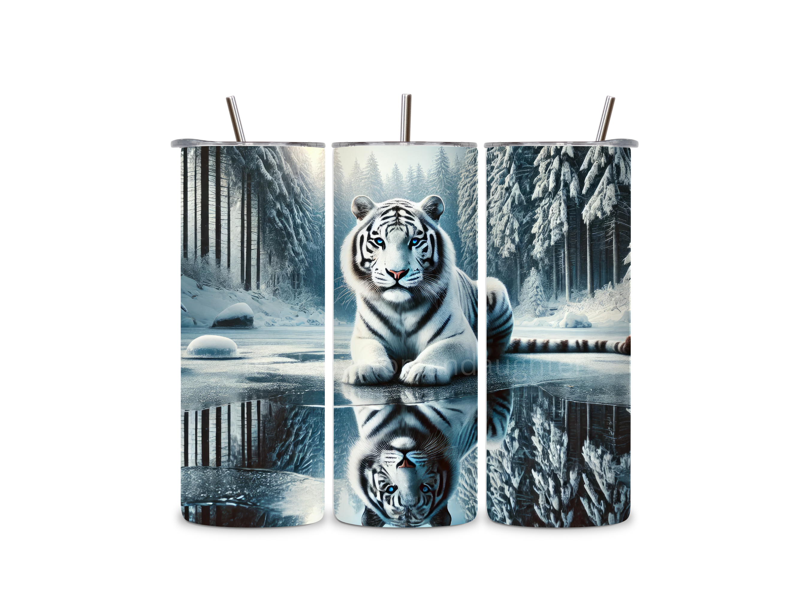White Tiger Tumbler 20oz Stainless Steel Bottle Drinkware Water Bottles Cup Washable Mug Reusable Portable Bottled Lid Straw Gift Handmade Insulated perfect gift