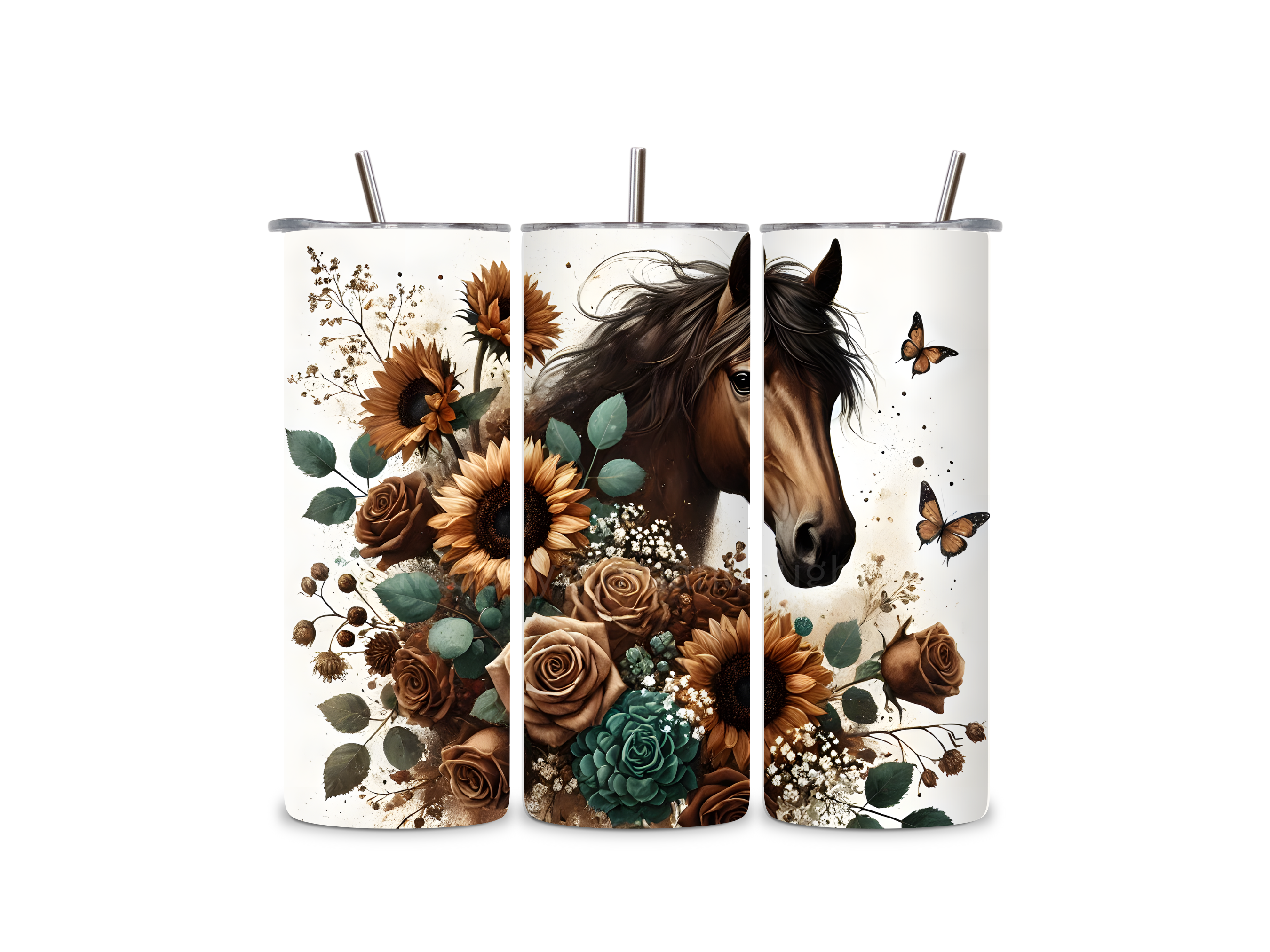 Horse Tumbler 20oz Stainless Steel Bottle Drinkware Water Bottles Cup Washable Mug Reusable Portable Bottled Lid Straw Gift Handmade Insulated perfect gift
