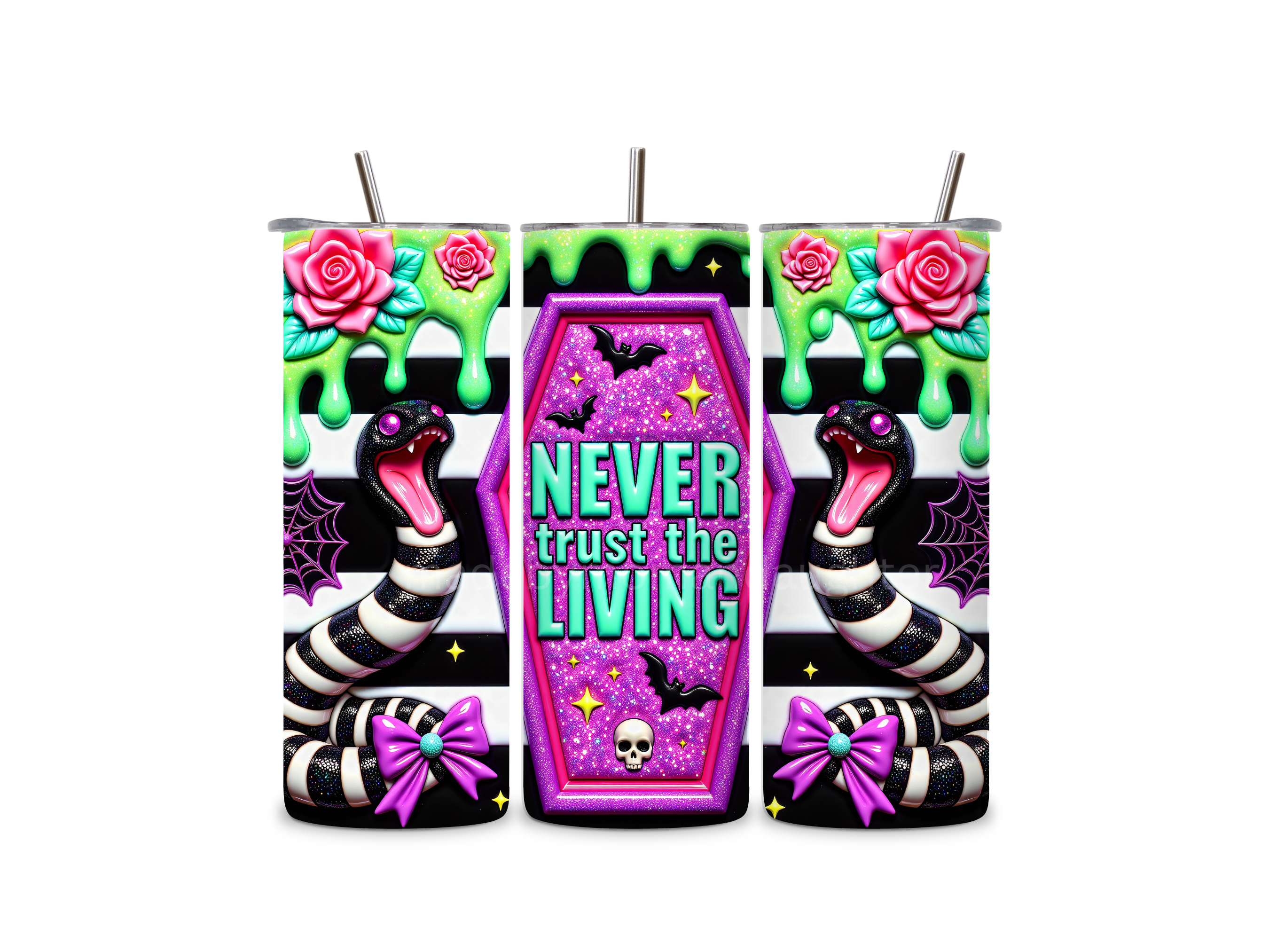 Never Trust The living Tumbler 20oz Stainless Steel Bottle Drinkware Water Bottles Cup Washable Mug Reusable Portable Bottled Lid Straw Gift Handmade Insulated perfect gift
