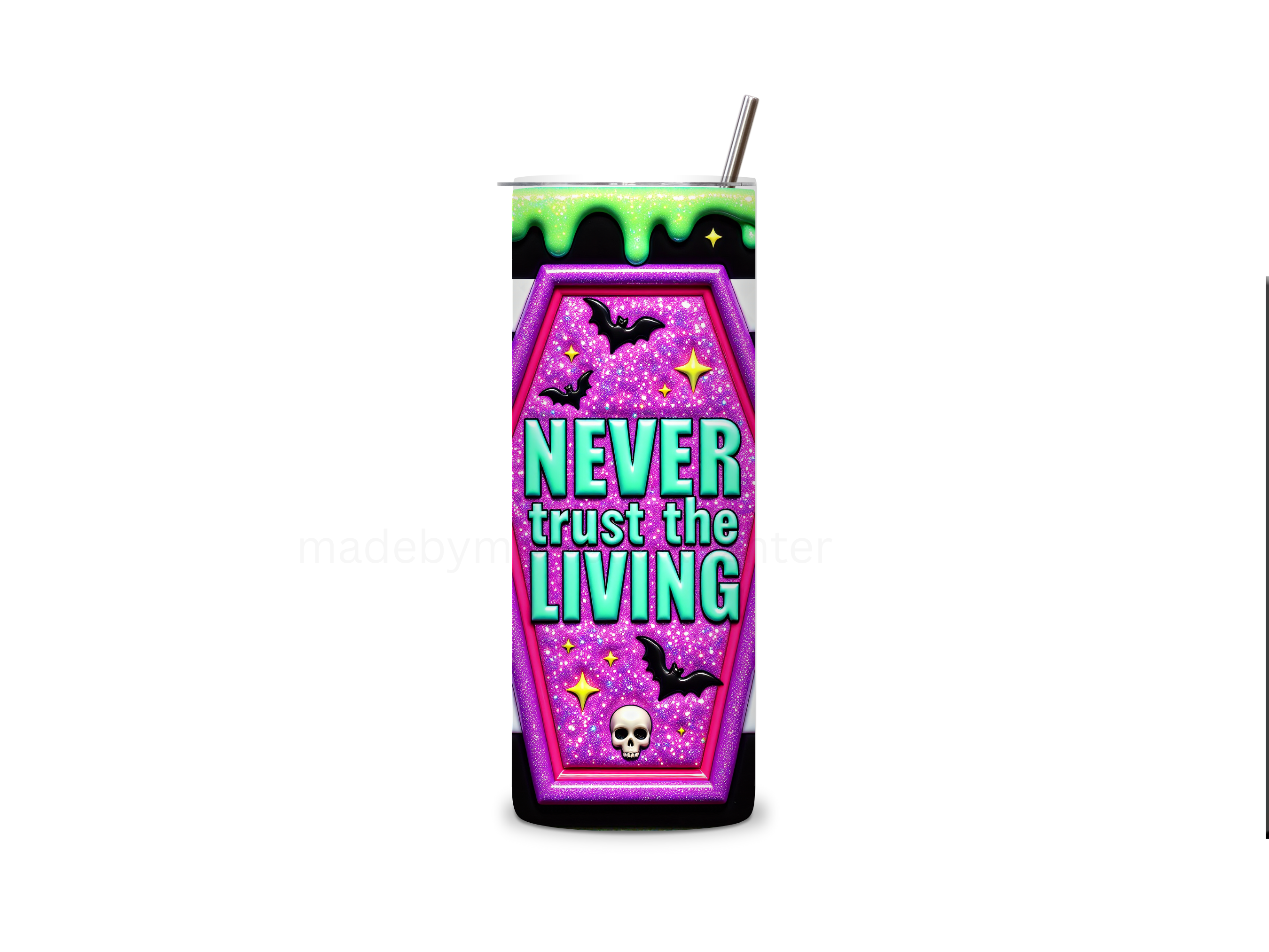 Never Trust The living Tumbler 20oz Stainless Steel Bottle Drinkware Water Bottles Cup Washable Mug Reusable Portable Bottled Lid Straw Gift Handmade Insulated perfect gift