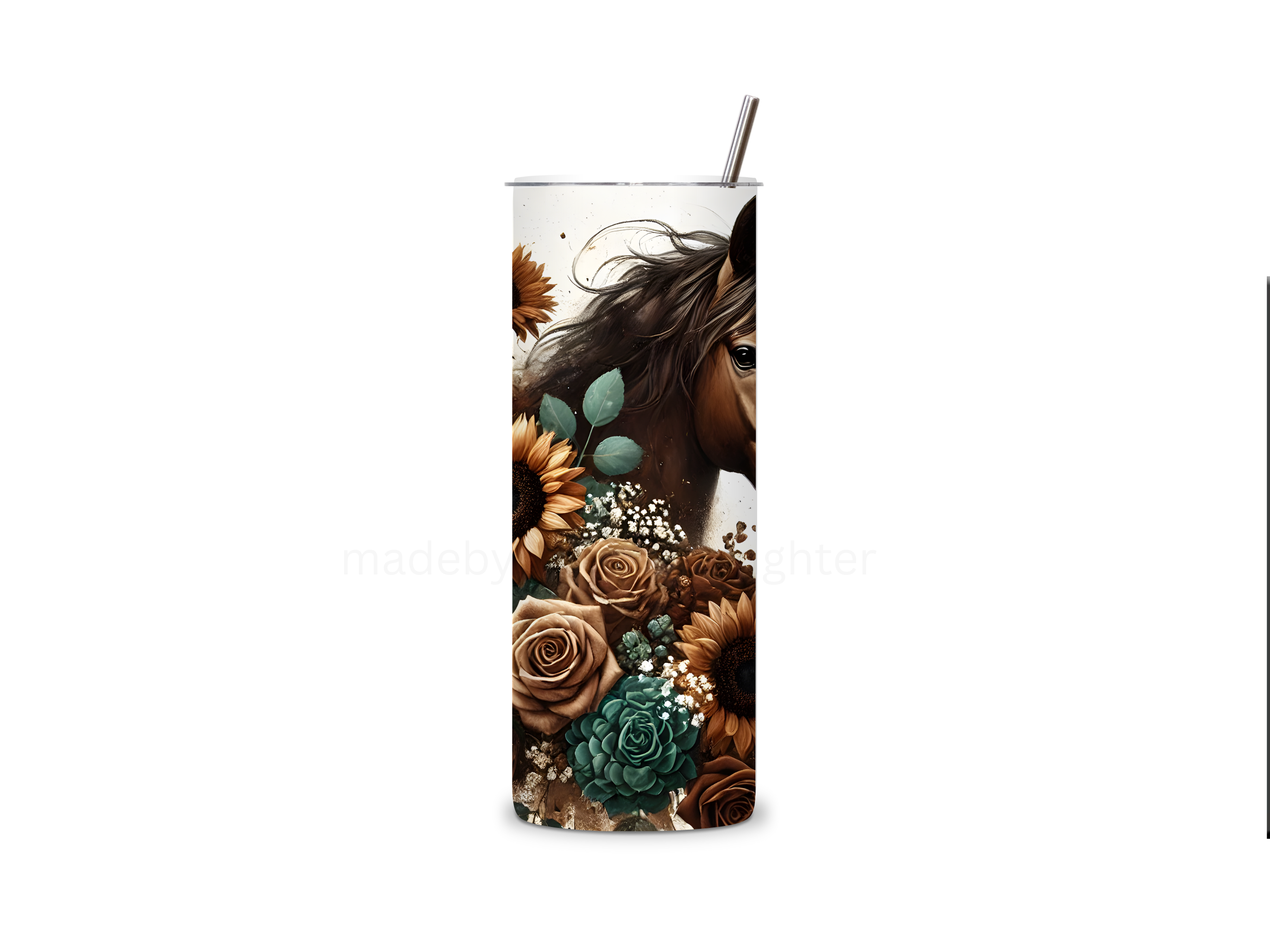 Horse Tumbler 20oz Stainless Steel Bottle Drinkware Water Bottles Cup Washable Mug Reusable Portable Bottled Lid Straw Gift Handmade Insulated perfect gift