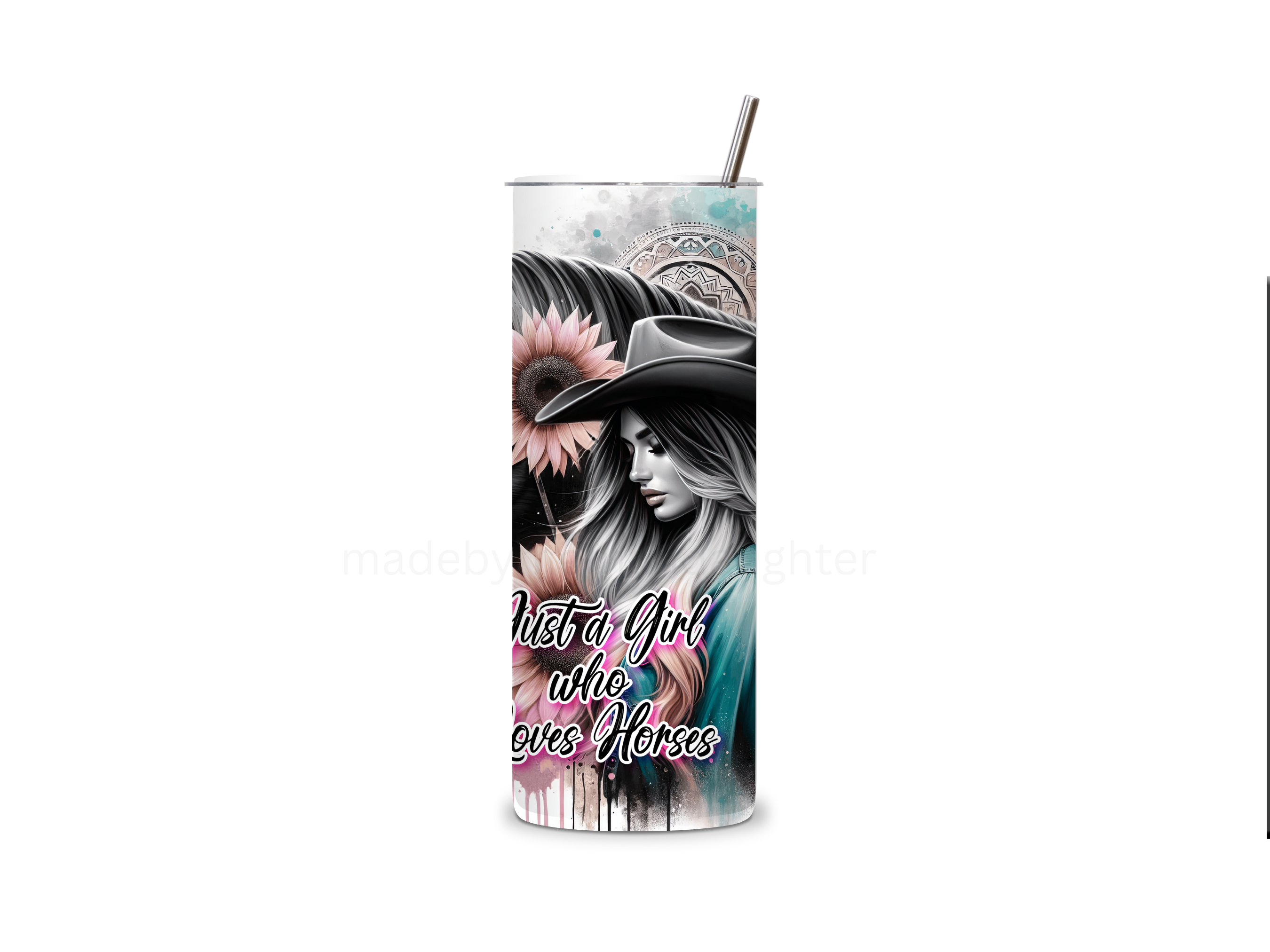 Horse Tumbler 20oz Stainless Steel Bottle Drinkware Water Bottles Cup Washable Mug Reusable Portable Bottled Lid Straw Gift Handmade Insulated perfect gift