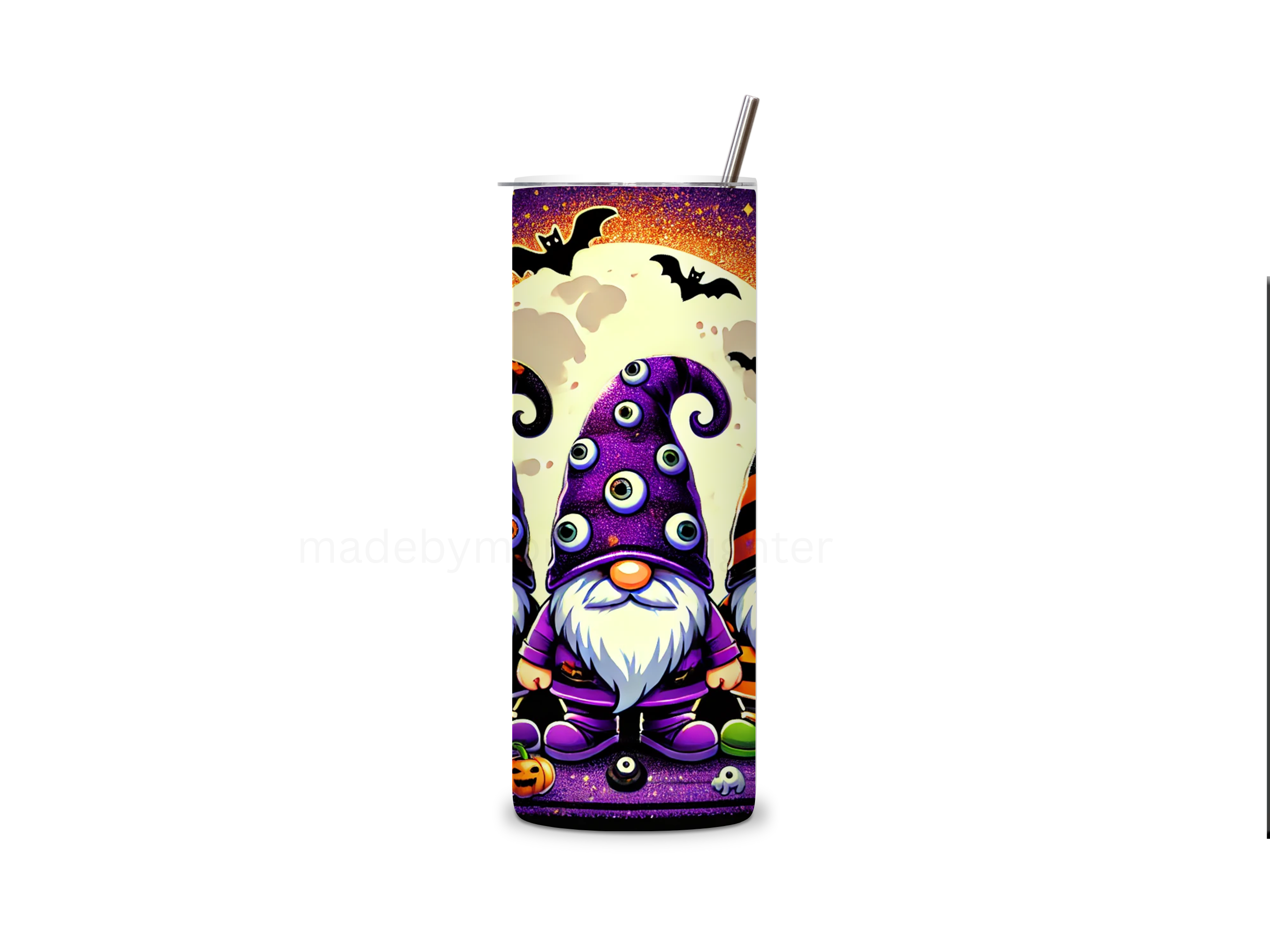 Halloween Gnome Tumbler 20oz Stainless Steel Bottle Drinkware Water Bottles Cup Washable Mug Reusable Portable Bottled Lid Straw Gift Handmade Insulated perfect gift