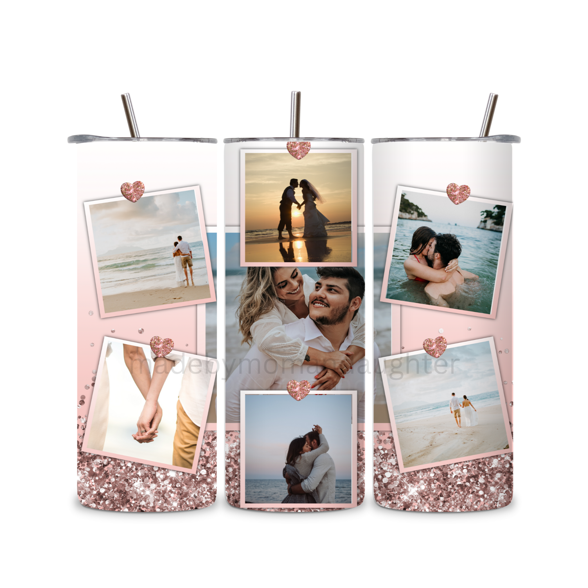 Personalized Photo Collage Tumbler 20oz. Skinny Tumbler, Photo Tumbler, Personalized Tumbler
