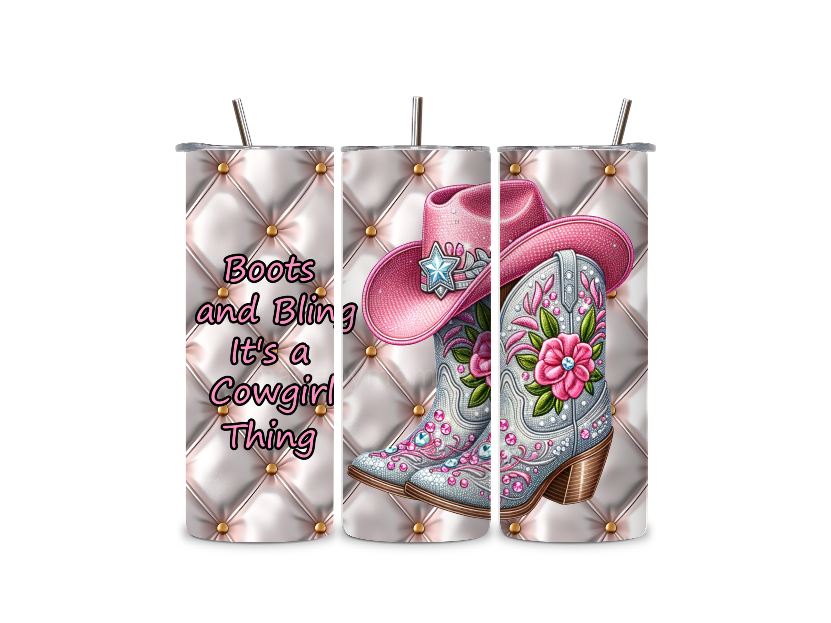 Boots and Bling Tumbler 20oz Stainless Steel Bottle Drinkware Water Bottles Cup Washable Mug Reusable Portable Bottled Lid Straw Gift Handmade Insulated perfect gift