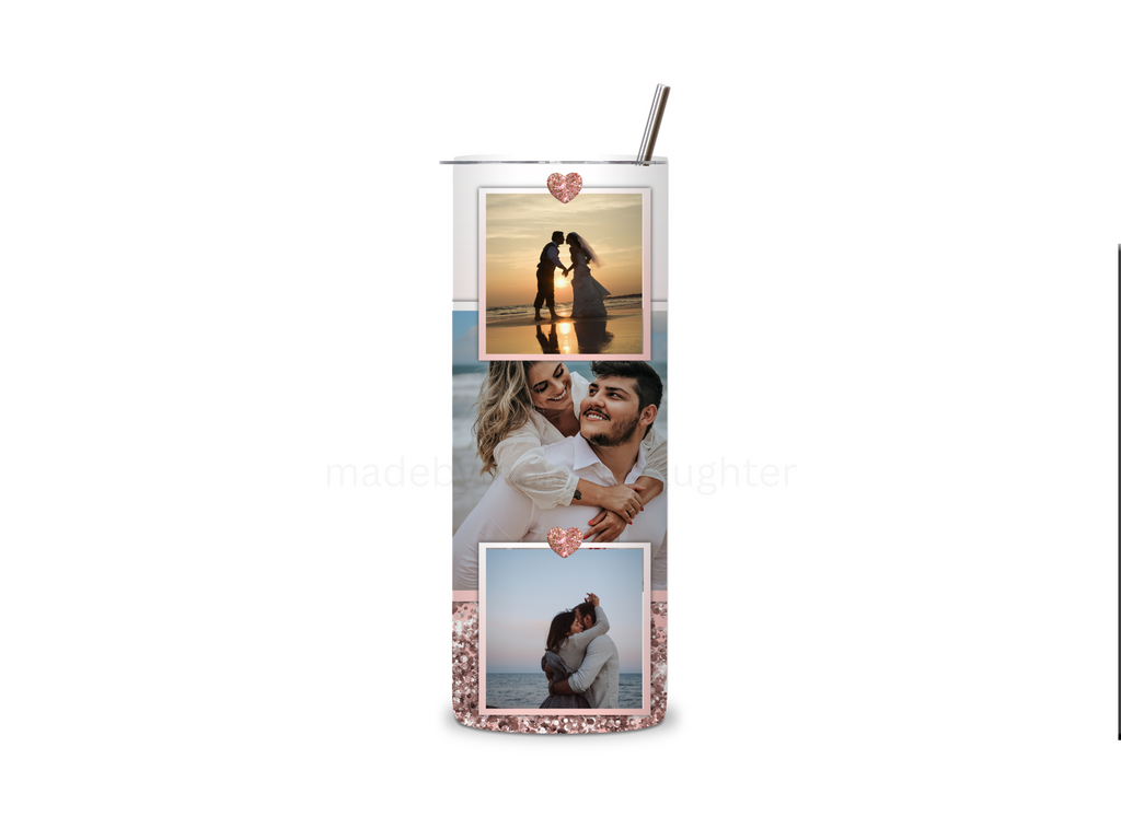 Personalized Photo Collage Tumbler 20oz. Skinny Tumbler, Photo Tumbler, Personalized Tumbler