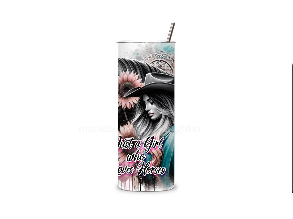 Horse Tumbler 20oz Stainless Steel Bottle Drinkware Water Bottles Cup Washable Mug Reusable Portable Bottled Lid Straw Gift Handmade Insulated perfect gift
