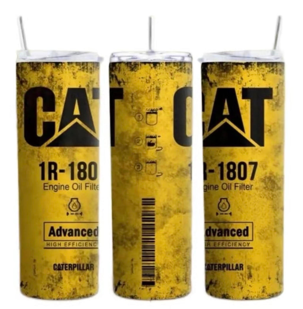Cat oil filter Glow Tumbler 20oz Stainless Steel Bottle Drinkware Water Bottles Cup Washable Mug Reusable Portable Bottled Lid Straw Gift Handmade Insulated perfect gift