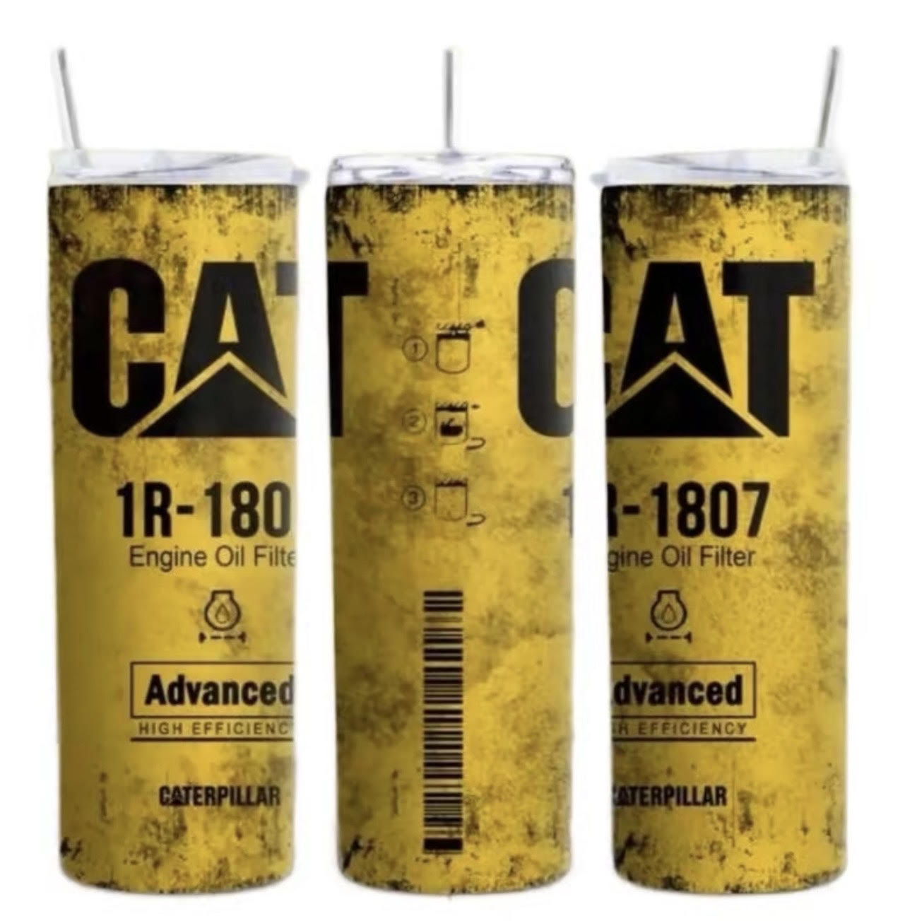 Cat oil filter Glow Tumbler 20oz Stainless Steel Bottle Drinkware Water Bottles Cup Washable Mug Reusable Portable Bottled Lid Straw Gift Handmade Insulated perfect gift